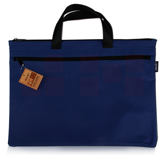得力 5840 牛津布公文包/文件袋 双层手提袋 蓝色  单位：个