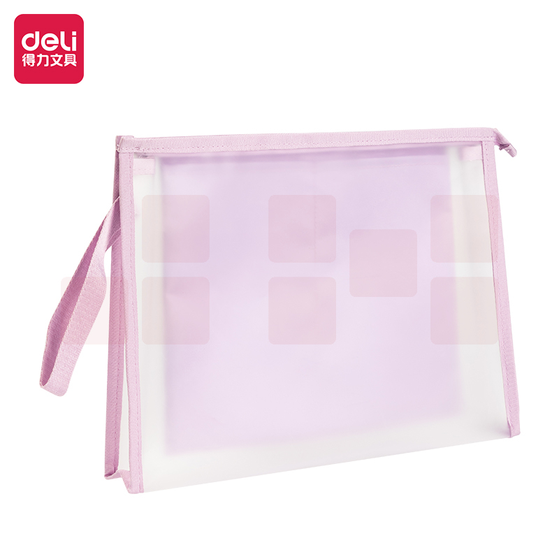 得力 EVA拉链袋 A4内置隔层资料袋果冻晴天 紫色PP109