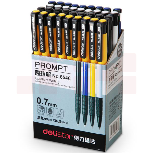 得力 6546 圆珠笔 0.7mm 蓝色 按盒销售