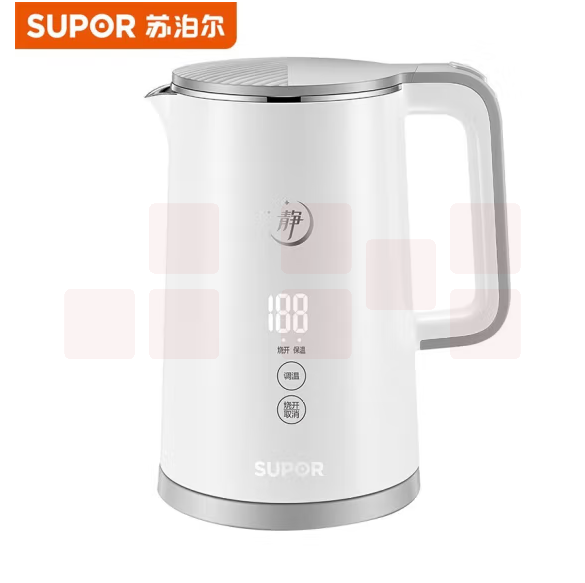 苏泊尔（SUPOR）电热水壶 双层防烫304不锈钢内胆水壶 家用大容量触控调温开水壶 1.5L SW-15S65A