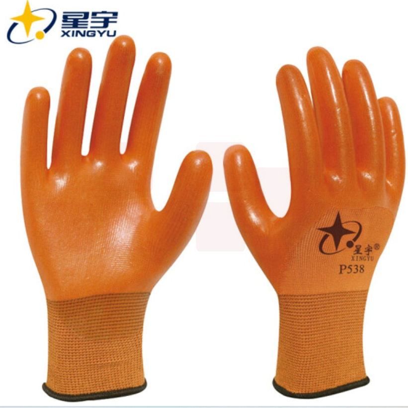星宇 P538半挂型浸PVC胶手套耐酸碱防化手套 12付
