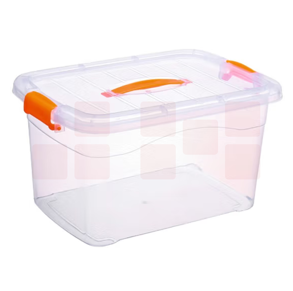 塑料带提手收纳箱 透明储物箱  27升  货号：GD