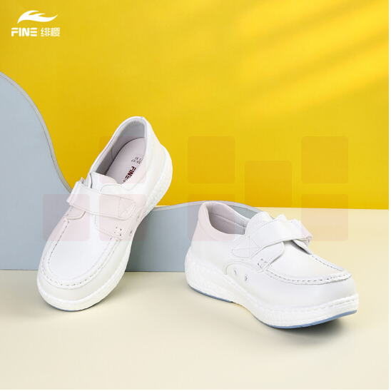 绯樱 BT1957护士鞋春秋季款真牛皮软底透气深口低帮平底一脚蹬工作鞋白色33~42码