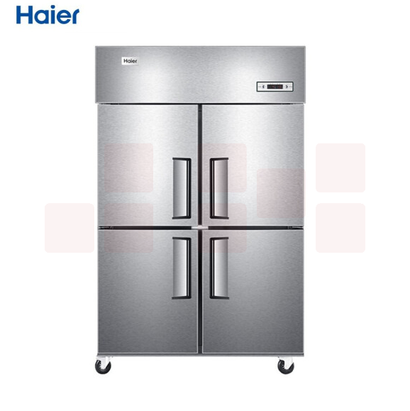 海尔890升商用不锈钢四门厨房冰柜 饭店酒店立式单温冷柜 商用冰箱SL-1050D4 货号：JC