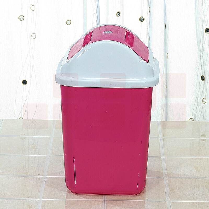 茶花1202欧式翻盖废纸筒垃圾桶5L\19*18.4*29cm(个)