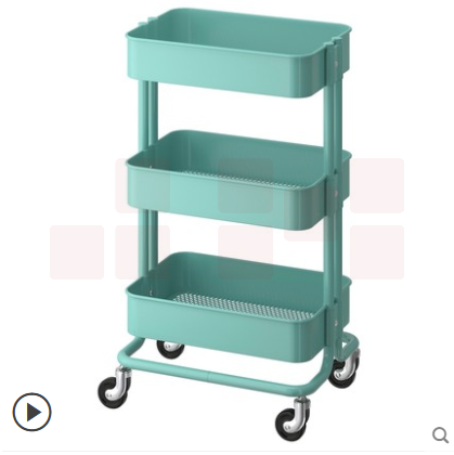 宜家 手推车厨房带轮小推车 天蓝色