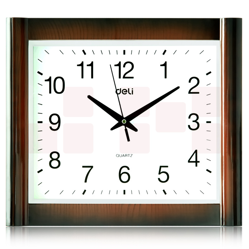 得力9008挂钟电子时钟挂钟客厅钟表(土棕)(只)40*35cm