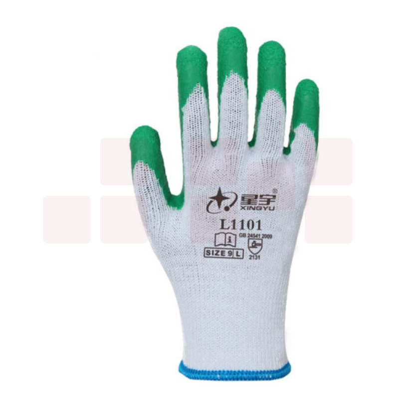 星宇L1101 纱线乳胶皱纹防滑手套 劳保手套12付/包