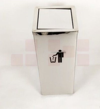 不锈钢方形摇盖垃圾桶小号 24*24*61cm