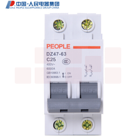 人民电器（PEOPLE）断路器 2P DZ47空气开关 10-63A