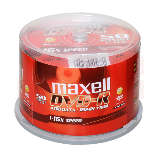 麦克赛尔 DVD-R光盘 刻录光盘 50片装光碟 空白光盘 16速4.7G 金盘