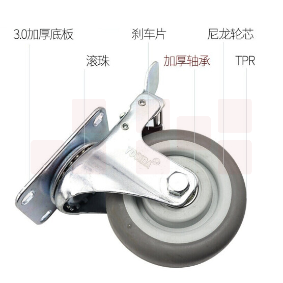 万向轮子 脚轮 万向边刹圆面静音轮