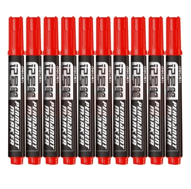 得力6881记号笔 红色马克笔 （每盒10支）