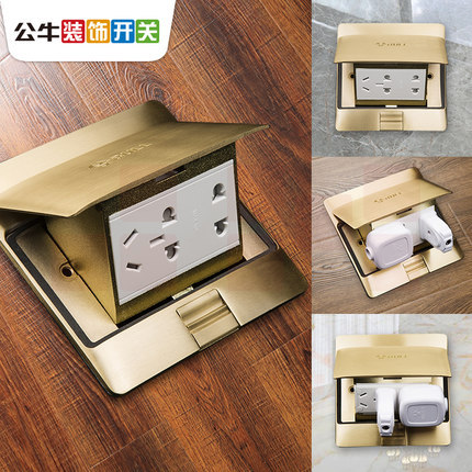 公牛(BULL)  GD1Z332  地插座全铜防水阻尼 弹出式插座 八孔家用隐藏式地扦铜地插
