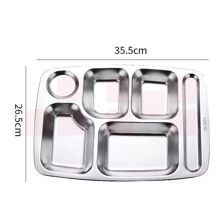 304不锈钢快餐盘 35*26*2.8cm  六格  货号：JC