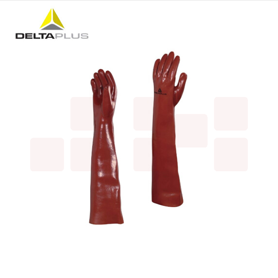 代尔塔  201601 60厘米PVC防化手套加长版植棉里衬化学加工高污染行业使用