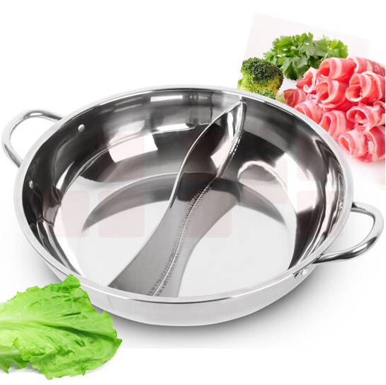 家用不锈钢鸳鸯锅  直径35CM   货号：YC