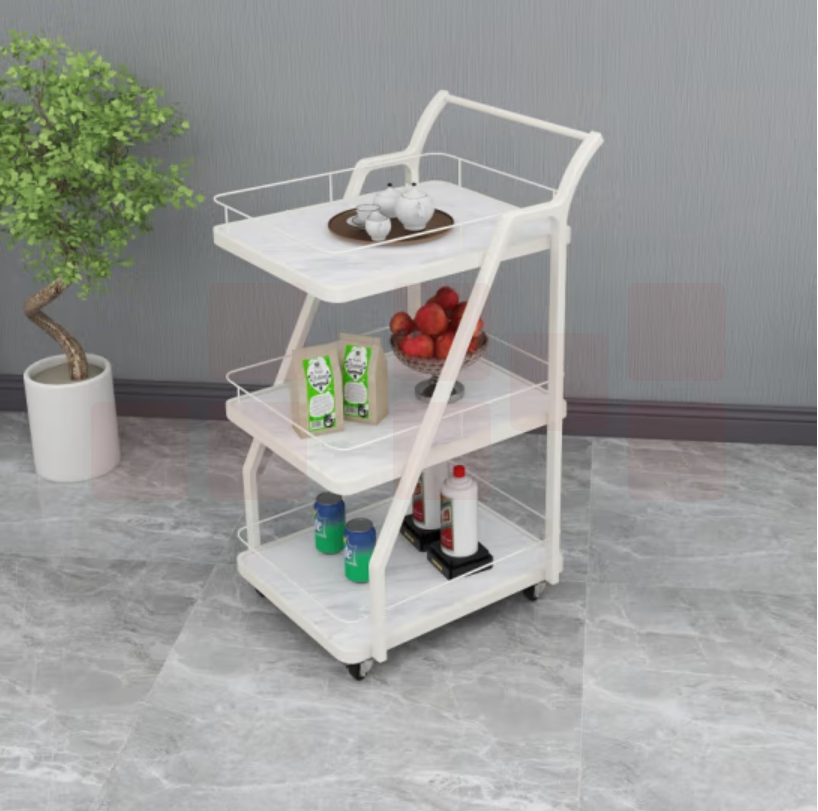 餐厅送餐车三层酒水车小号T型白板白支架