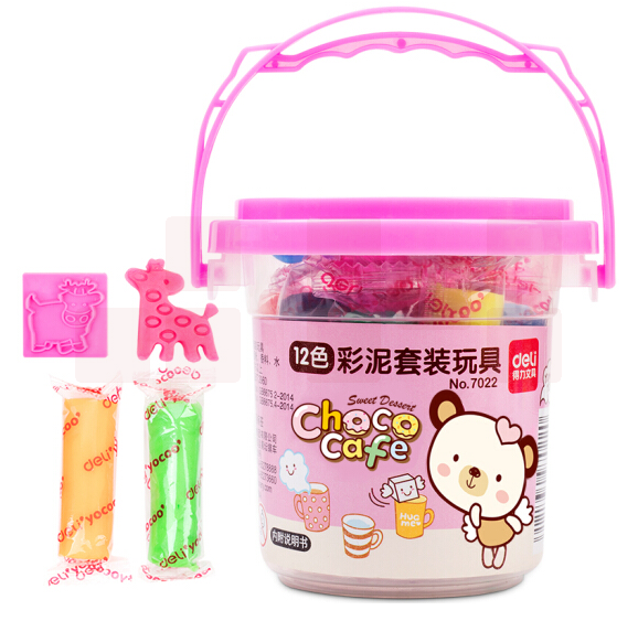 得力 12色超轻粘土 学生儿童玩具彩泥橡皮泥黏土7022 粉色