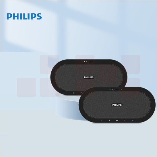 飞利浦 视频会议全向麦克风 适用60-120平米大型会议室 免驱5.8G无线 桌面扬声器(多级级联全向麦克风*2)