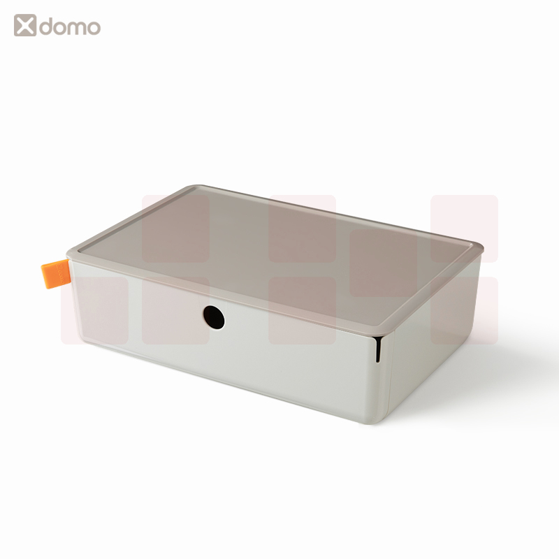 得力 抽屉式收纳盒 桌面类多层储物箱浅灰色 XDM30