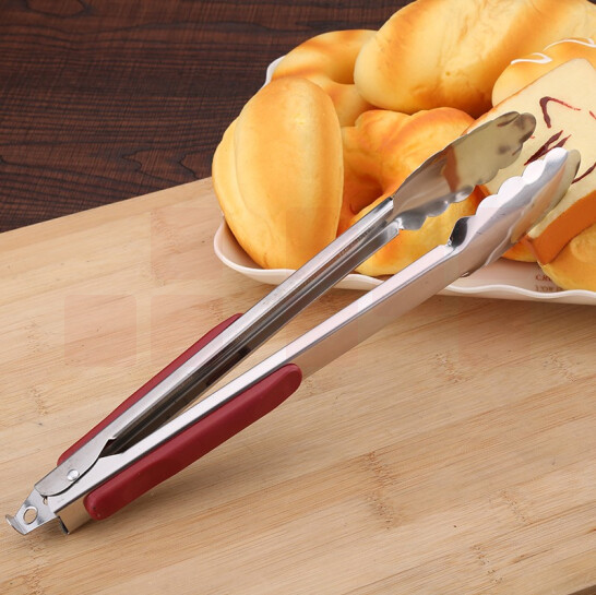 夹菜烤肉夹子烧烤夹 厨房不锈钢食品夹  面包烘焙食物夹 公餐夹 小号  货号：LJ