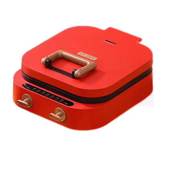 利仁（Liven）电饼铛涮烤一体电饼铛双旋钮可调61毫米加深烤盘 H-1复古红 货号：YC