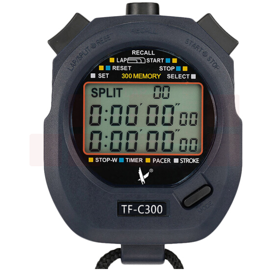天福 TF-C300 多功能计时秒表 三排300道 存数据防水游泳裁判倒计时节拍器浆频多道运动跑步训练