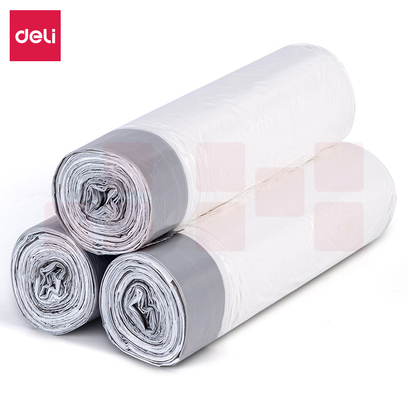 得力18751抽绳白色垃圾袋(45*50cm)(3卷装)(18只/卷)