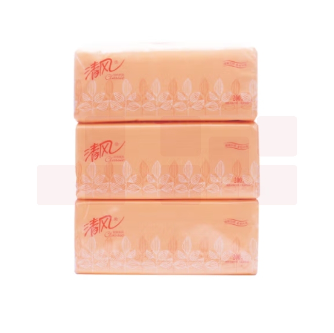 清风 抽纸 面巾纸 BR38AB 2层200抽 3包/提 188*195MM