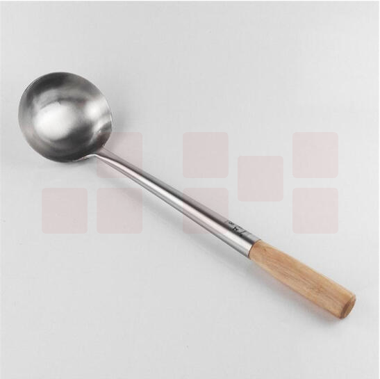 不锈钢炒菜勺 木把勺