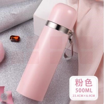 不锈钢保温杯情侣学生水杯便携男士女士茶杯 粉色 TB--500
