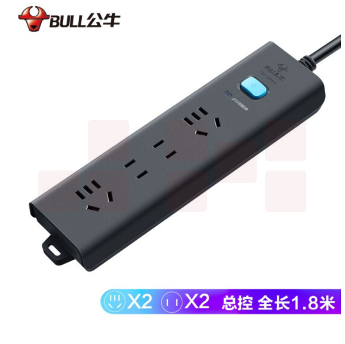 公牛 GN-H5220 4位总控全长1.8米 防雷插座/插线板/插排/排插/接线板/拖线板
