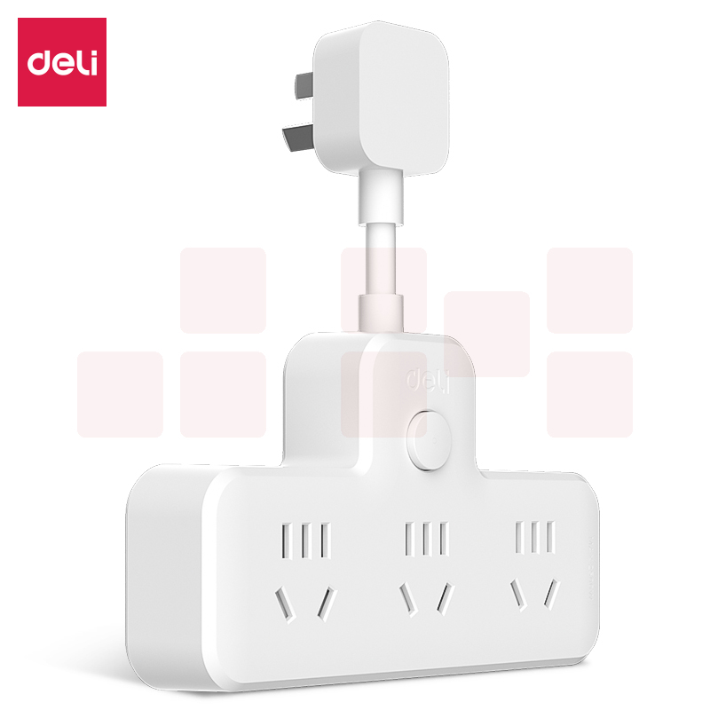 得力 一转多插座 品字形延长线插座/转换插头 一转六总控LU5005