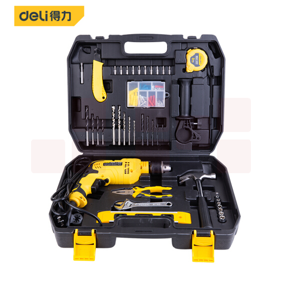 得力(deli)  DL6011冲击钻 13毫米手电钻家用多功能工具箱电动工具套装