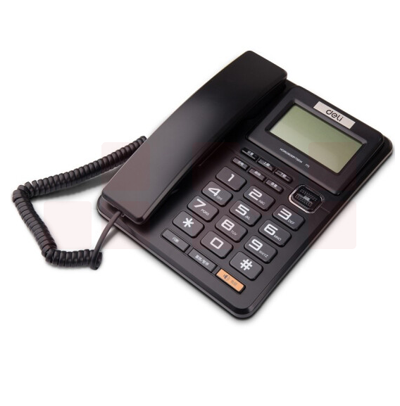 得力773 电话机黑色防干扰座机大数字按键 可调亮度