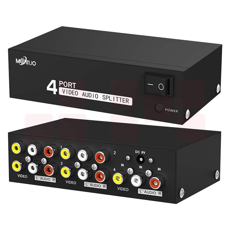 迈拓维矩MT-104AV av分配器1进4出rca分配器一分四音视频信号分配器