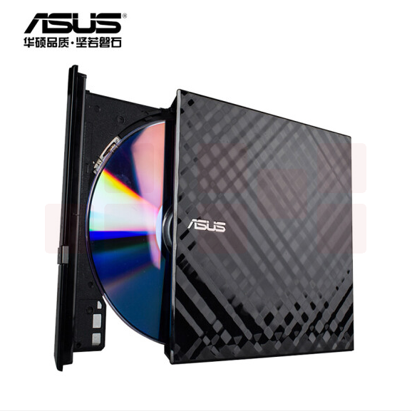 华硕(ASUS) 8倍速 USB2.0 外置DVD刻录机 移动光驱 黑色(兼容苹果系统/SDRW-08D2S-U)