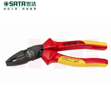 世达（SATA）G系列省力型VDE绝缘耐压钢丝钳7.5"货号 72655
