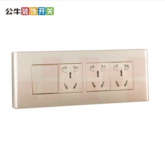 公牛   开关插座面板多孔G04金多位  一开双15孔插座  货号：JC