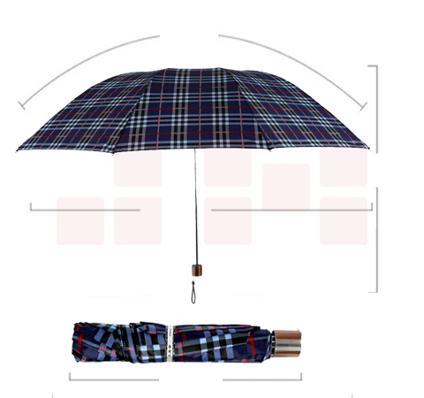 【京东超市】天堂伞 特大加固三折全钢晴雨伞3309E格016兰格-京东