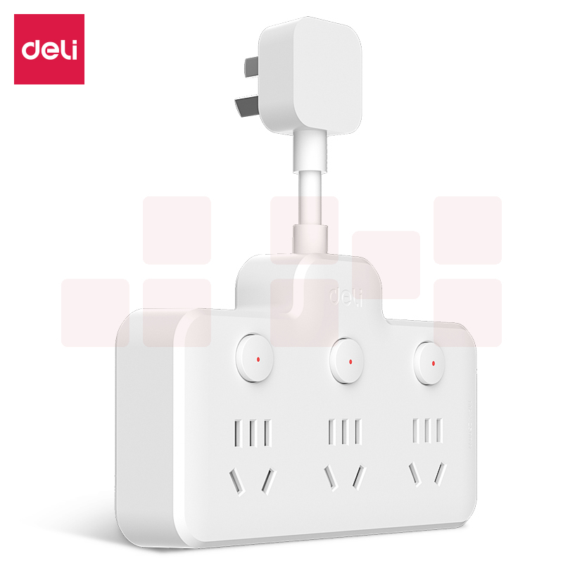 得力 一转多插座 品字形延长线插座/转换插头 一转六分控 LU5005