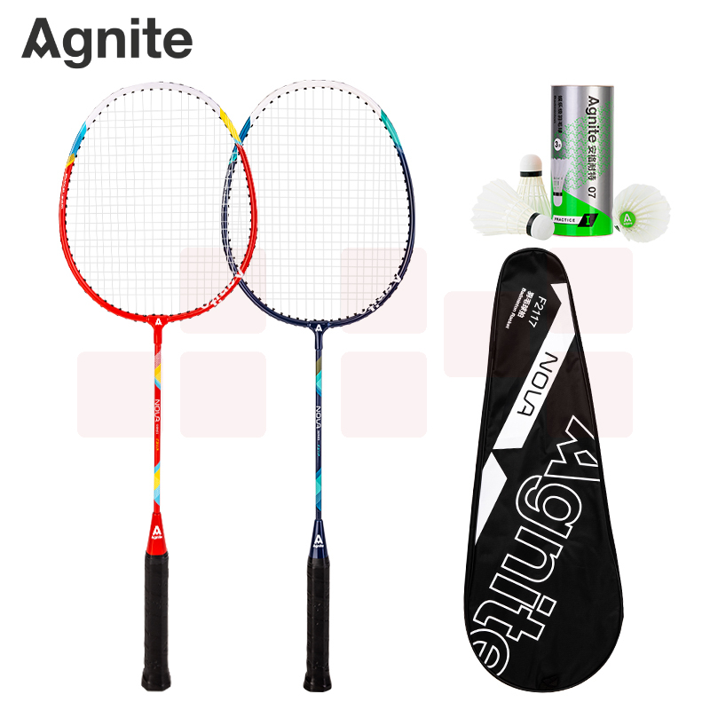 安格耐特F2117羽毛球拍(蓝+红)(2个/副)(带三球)