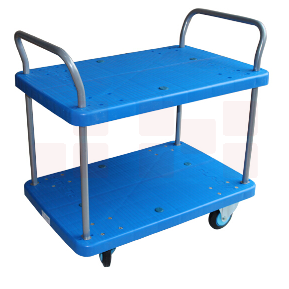双层小推车静音手推车  双扶手 双层平板车 1100*650  货号：JC