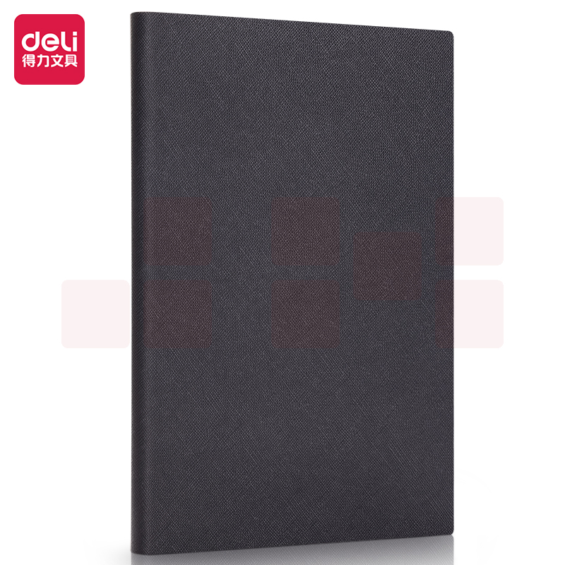 得力(deli)B5皮面本120张商务笔记本记事本手账本日记本软面丝滑 BP128黑