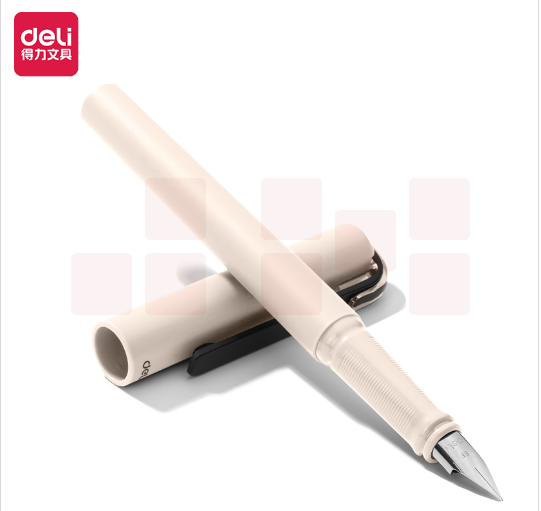 得力（deli）乐素正姿练字钢笔 书写签字墨水笔EF明尖(岸砂白)A952