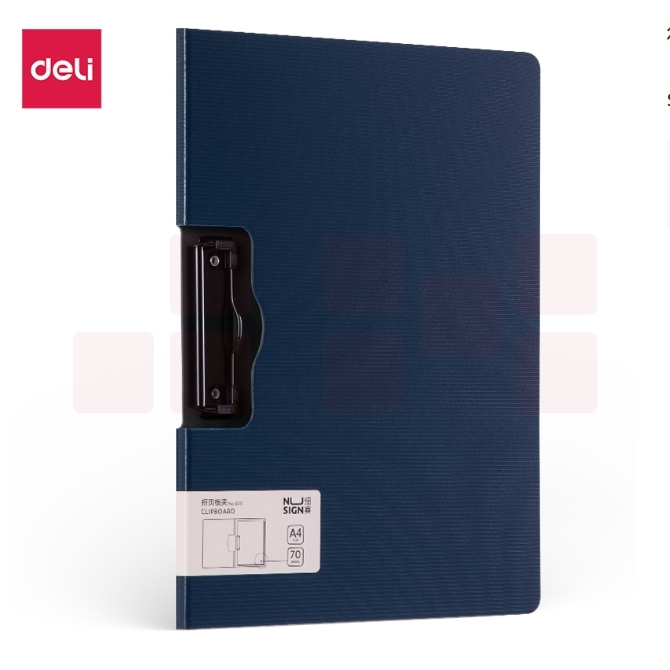 得力(deli)横式折页板夹会议夹 加厚硬文件夹签约夹板5011墨蓝色