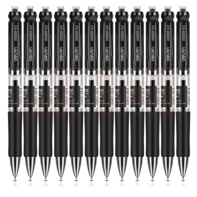 得力 S01 中性笔0.5mm 按动子弹头签字笔 12支/盒；支