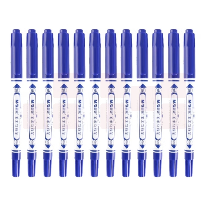 晨光 SPM21302 记号笔 12支 双头美术勾线笔 蓝色