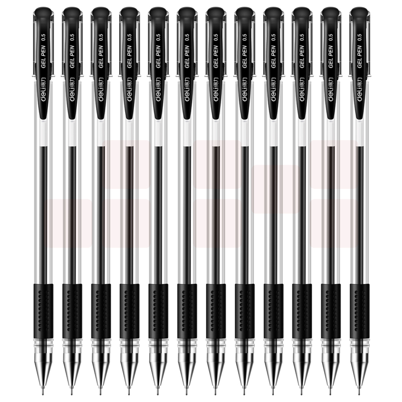 得力6601中性笔0.5mm半针管签字笔水笔(黑)(支)